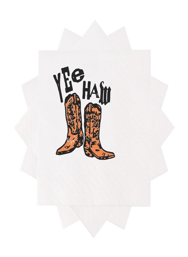 VOWFOO Yee Haw Cowboy Boots Cocktail Napkins Western Country Cowgirl Retro Vintage Party Disposable Beverage Bar Paper Napkins 100Pcs 4.5 x 4.5 2-ply (Yee Haw Cowboy Boots) - Image 2